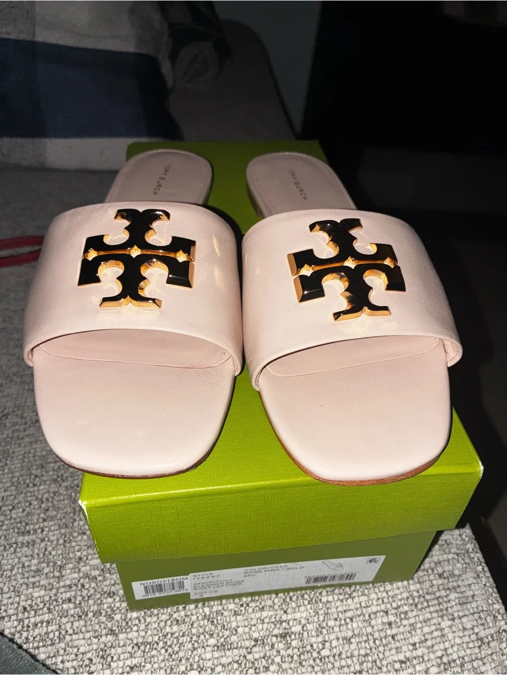 Tory Burch Blush Slide with Gold Logo Hardware